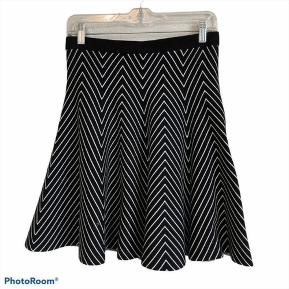 Carmen Marc Valvo Black and White Skater Skirt, M